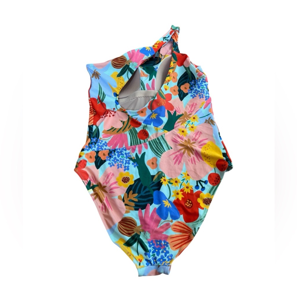 summersalt One-Shoulder Floral One-Piece Swimsuit in Pink, Green, Orange, Blue - Picture 3 of 4